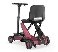 Mobile Phone Remote Control Foldable Intelligent Ultra-Light Aluminum Alloy Electric Four-Wheeled Scooter for the Elderly Can Be Taken on Airplanes Red