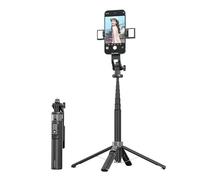 Mobile Phone Selfie Stick, The Selfie Stick can be Extended to Four Corners, with a Fill Light (Detachable), 3-Color 9-Position (Black, Aluminum Alloy Tube Double Lamps)