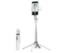 Mobile Phone Selfie Stick, The Selfie Stick can be Extended to Four Corners, with a Fill Light (Detachable), 3-Color 9-Position (White, Stainless Steel Tube Single lamp)