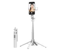 Mobile Phone Selfie Stick, The Selfie Stick can be Extended to Four Corners, with a Fill Light (Detachable), 3-Color 9-Position (White, Aluminum Alloy Tube Single lamp)