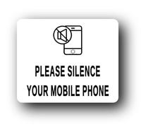 Mobile phone silencing reminder Sign - 11.5x9.5cm Brushed Aluminium
