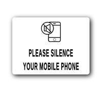 Mobile phone silencing reminder Sign - 19.4x14.3cm Brushed Aluminium