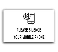 Mobile phone silencing reminder Sign - 29.0x19.0cm Brushed Aluminium