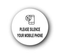 Mobile phone silencing reminder Sign - 9.5x9.5cm Brushed Aluminium