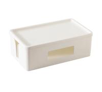 Mobile Phone Storage Box Electronics Organizer Socket Storage Organizer Cable Management Box with Detachable Top Cover White
