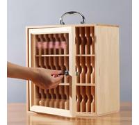 Mobile Phone Storage Cabinet Compact for Grandparents Modern Wooden Phone Stand with Lock 48-Slot Charging Station for Smartphones and Tablets