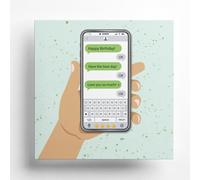 Mobile Phone Text Message Happy Birthday Greetings Card for Teenagers - Full Colour Print Inside - Includes Green Coloured Envelope