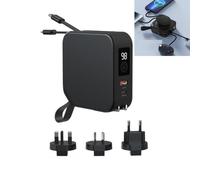 Mobile Phone Wireless Charger Power Bank Universal 5 in 1 Travel Adapter Charger Powerpack Built in Cable 10000mAh Battery Pack for iPhone 15Pro Max 14 13 12 Series