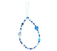 Mobile Phone Wrist Strap Heart-shaped Beads Glass Material 12mm Width 11.8 Inch Size Simple Installation for Office Use