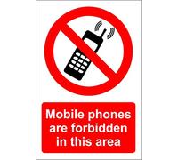 Mobile phones are forbidden in this area sign - 1.2mm rigid plastic 300mm x 200mm