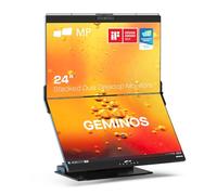 Mobile Pixels Geminos, 24" Dual IPS Stacked Computer Monitors with 100W USB-C Charging, Adjustable Viewing Angle and 1080p Webcam and 3W Speakers, Station