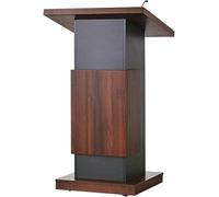 Mobile Podium Stand with Inclined Top Lockable Wheels & Open Storage for Conferences Churches Classrooms - Perfect for Presentations & Events