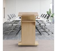 Mobile Podium Stand with Wheels - Portable Wooden Lectern for Church & Events, Multi-Function Floor Standing Pulpit, Easy to Move Welcome Table (Color: A)