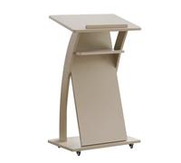 Mobile Podium Table for Office & Church Wooden Conference Pulpit with Wheels Adjustable Inclined Floor Lectern Grey Reception Desk for Meetings & Events