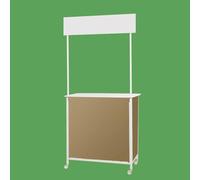 Mobile Portable Promotion Counter Table - Pop Up Podium for Trade Shows Exhibitions Events & Reception - Folding Tasting Table & Kiosk Display Stand with Banner Stand