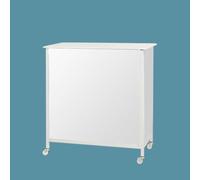 Mobile Portable Trade Show Counter Table - Pop Up Podium for Exhibitions Reception Events Commercial Displays Folding Tasting Booth Kiosk Stand with Banner