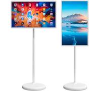 Mobile Portable TV, 21.5 Inch 1080P Portable Smart Monitor, Touchscreen TV Rotatable Touch Screen Mobile Smart TV with Camera 6GB 128GB Floor Standing Smart Mobile TV