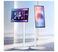 Mobile Portable TV Stand on Wheels with Full Swivel Rotation, Supports Various Sizes, Remote Control, Compatible with Multiple Camera Options