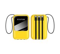 Mobile Power Bank 20000mah Portable Powerbank Built in 4 Cables Charger Fast Charging Compact Battery Real Time Led Display Screen(10000mah/yellow)