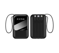 Mobile Power Bank 20000mah Portable Powerbank Built in 4 Cables Charger Fast Charging Compact Battery Real Time Led Display Screen(5000mah/black)
