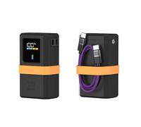 Mobile Power Protective Case for CUKTECH No.10 mini Power Bank Fast Charger Anti-Lost Sim Card Eject Pin Needle Storage Case USB C Cable Organizer (Black+ 240W Fast Charging Cable)