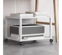 Mobile Printer Stand - 2-Tier Rolling Printer Table with Lockable Wheels, Heavy-Duty Printer Cart for Small Spaces, Industrial Office Shelf (White, H15.7/40cm)