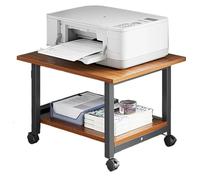 Mobile Printer Stand - 2 Tiers Under Desk Printer Table with Storage Shelf, Compact Cart for Small Spaces, Double Tiers Tray