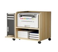 Mobile Printer Stand for Under Desk with Shelves for Home Office nization Rolling Printer Cart with Wheels CPU Holder PC Tower Storage Light Walnut Finish
