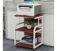 Mobile Printer Stand on Wheels Heavy Duty Multifunctional Cart for Office Supplies 2 3 4 Printer Shelf with Storage Modern White & Walnut Design Ideal for Home & Office Use