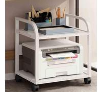 Mobile Printer Stand on Wheels Heavy Duty Multifunctional Printer Cart 2/3/4 Tier Storage Shelf for Office Supplies White & Walnut Ideal for Fax Machines & Bedside Use
