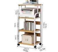 Mobile Printer Stand on Wheels Multifunctional Hey Duty Printer Cart 2 3 4 Tier Storage Shelf for Office Supplies Fax Machine Table White & Walnut Finish