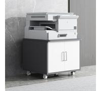 Mobile Printer Stand Under Desk 60CM Wide Rolling Printer Cabinet for Home Office Modern File Storage with Shelves Compact Printer Table (Gray/White H45cm/18in)