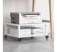 Mobile Printer Stand with 2 Tiers and Lockable Wheels, Robust Rolling Printer Table for Small Spaces, Industrial Office Printer Cart(White,H7.8/20cm)