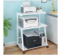 Mobile Printer Stand with 3-Tier Shelves, Rolling Desk Storage Cart for Home Office Organization and Space Saving