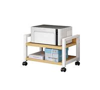 Mobile Printer Stand with Double-Layer Storage Rolling Office Shelf Sturdy Woodfor Printer & Scanner Compact 15.7" x 12.9" Design