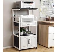 Mobile Printer Stand with File Cabinet, Heavy Duty Storage Shelf and Drawer for Office, Home, Classroom Organization