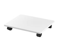 Mobile Printer Stand with Locking Casters, Square Wooden Copy Machine Shelf, Adjustable Height, Space-Saving Design (White, 60x45x6.2cm)