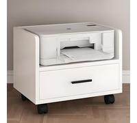 Mobile Printer Stand with Storage Drawer and Open Shelves Rolling Printer Cart on Wheels for Home Office Sturdy Printer Organizer Table SpaceSaving Office Solution