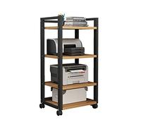 Mobile Printer Stand with Wheels, 4-Tier Shelf Storage Rack for Home Office, Media Player, Scanner, and File Organization
