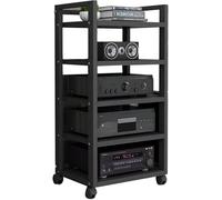 Mobile Printer Stand with Wheels, 5-Tier Media Storage Rack for Audio/Video Equipment, Easy Assembly