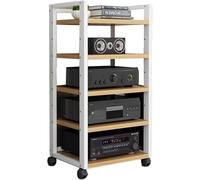 Mobile Printer Stand with Wheels, 5-Tier Media Storage Rack for Audio/Video Equipment, Easy Assembly