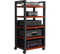 Mobile Printer Stand with Wheels, 5-Tier Media Storage Rack for Audio/Video Equipment, Easy Assembly TV Cabinet