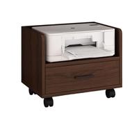 Mobile Printer Stand with Wheels UnderDesk Printer Cart Printer Shelf with Drawer Multifunctional Printer Trolley for Printer Scanner & Fax Machine (Brown 53x40x45cm)