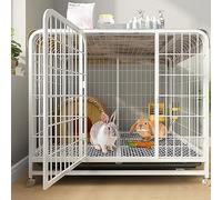 Mobile Rabbit Hutch with Pull-Out Trays, Indoor Pet Cage for Small Animals, Ideal for Guinea Pigs and Ferrets, Easy Access and Clean-Up