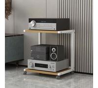 Mobile Rack with 360° Wheels, Open Media Console, Audio Stand for Turntable, Rolling Printer Cart, Stylish Side Table for Living Room & Office