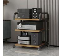 Mobile Rack with 360° Wheels, Open Media Console, Audio Stand, Printer Cart, Record Player Table, Easy to Move for Living Room & Office, Stylish Audio Storage