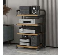 Mobile Rack with 360° Wheels, Open Media Console, Stylish Audio Stand for Living Room and Office, Easy to Move Media Storage Solution