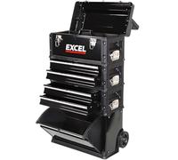 Mobile Roller Chest Trolley Cart Storage Cabinet Tool Box 4 Drawer Garage Black, Polypropylene Wheels for Easy Transport, Handle, Strong Metal Latches, Splits into 4 Seperate Toolbox