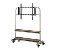 Mobile Rolling Art Easel 32 75" LED LCD TV Stand Stainless Steel Accessory Rack & Tray Storage Modern Corner Cart with 2 Layers Silver Floor Display Solution