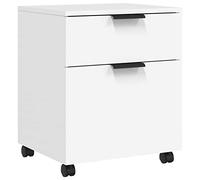 Mobile Rolling File Cabinet 1 Drawer & 1 Door Office Storagefor Documents Engineering Wood Black 45x38x54 cm Compact for Home & Office